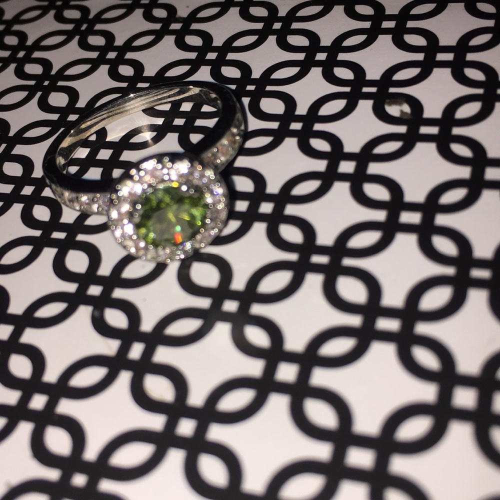 Green faux diamond ring